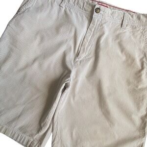 Izod Men's 36 Striped Flat Front Golf Shorts Preppy Country Club Tan